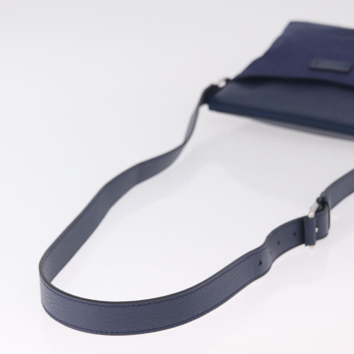 GUCCI GG Shoulder Bag Nylon Navy Silver 510342 Auth ki6877