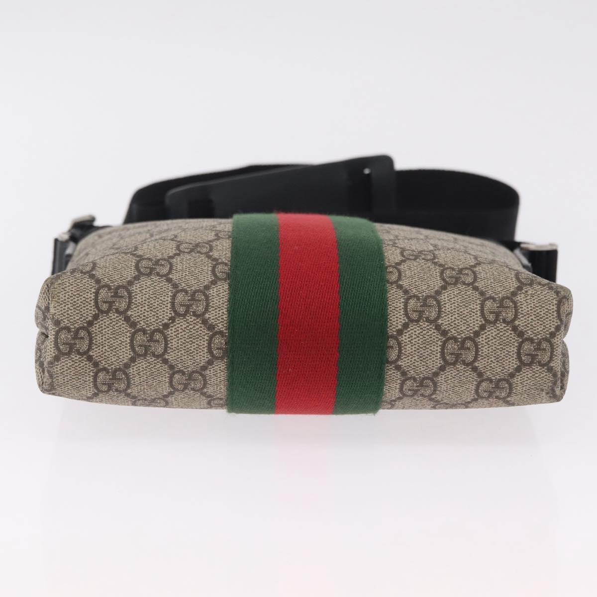 GUCCI GG Supreme Web Sherry Line Shoulder Bag PVC Beige 471454 Auth ki6878A