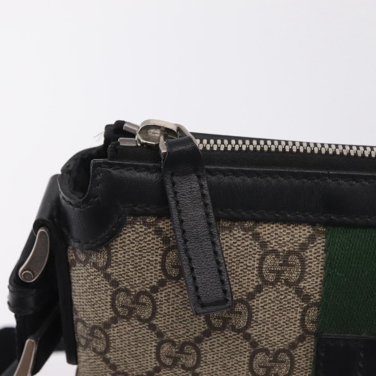GUCCI GG Supreme Web Sherry Line Shoulder Bag PVC Beige 471454 Auth ki6878A
