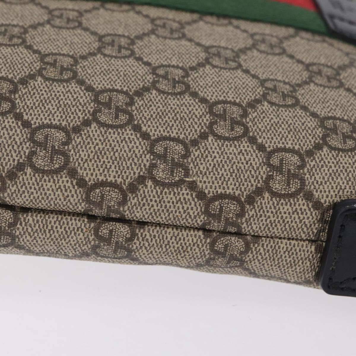 GUCCI GG Supreme Web Sherry Line Shoulder Bag PVC Beige 471454 Auth ki6878A