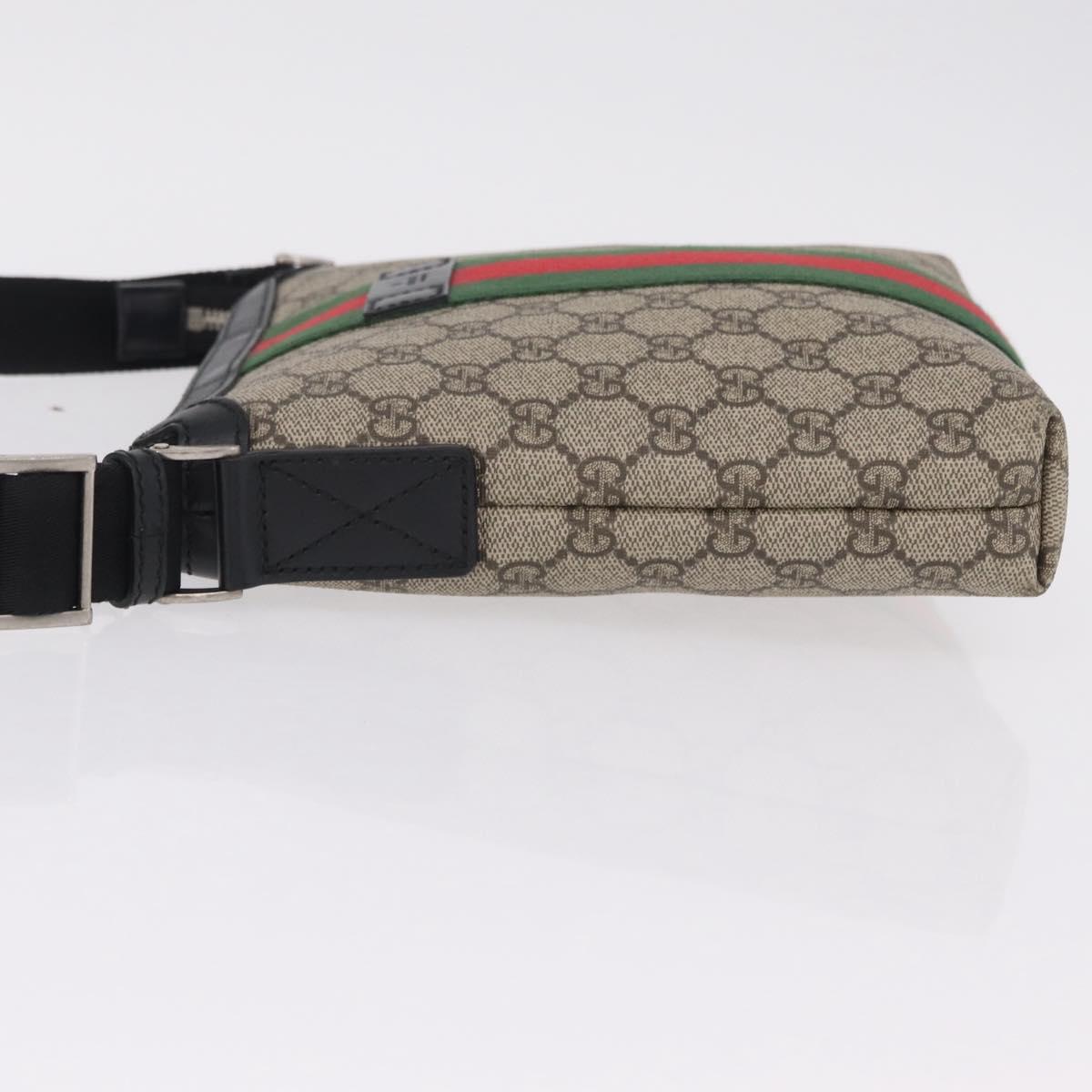 GUCCI GG Supreme Web Sherry Line Shoulder Bag PVC Beige 471454 Auth ki6878A
