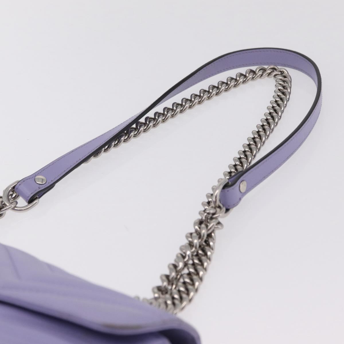 GUCCI GG Marmont Chain Shoulder Bag Leather Purple Silver 443497 Auth ki6880
