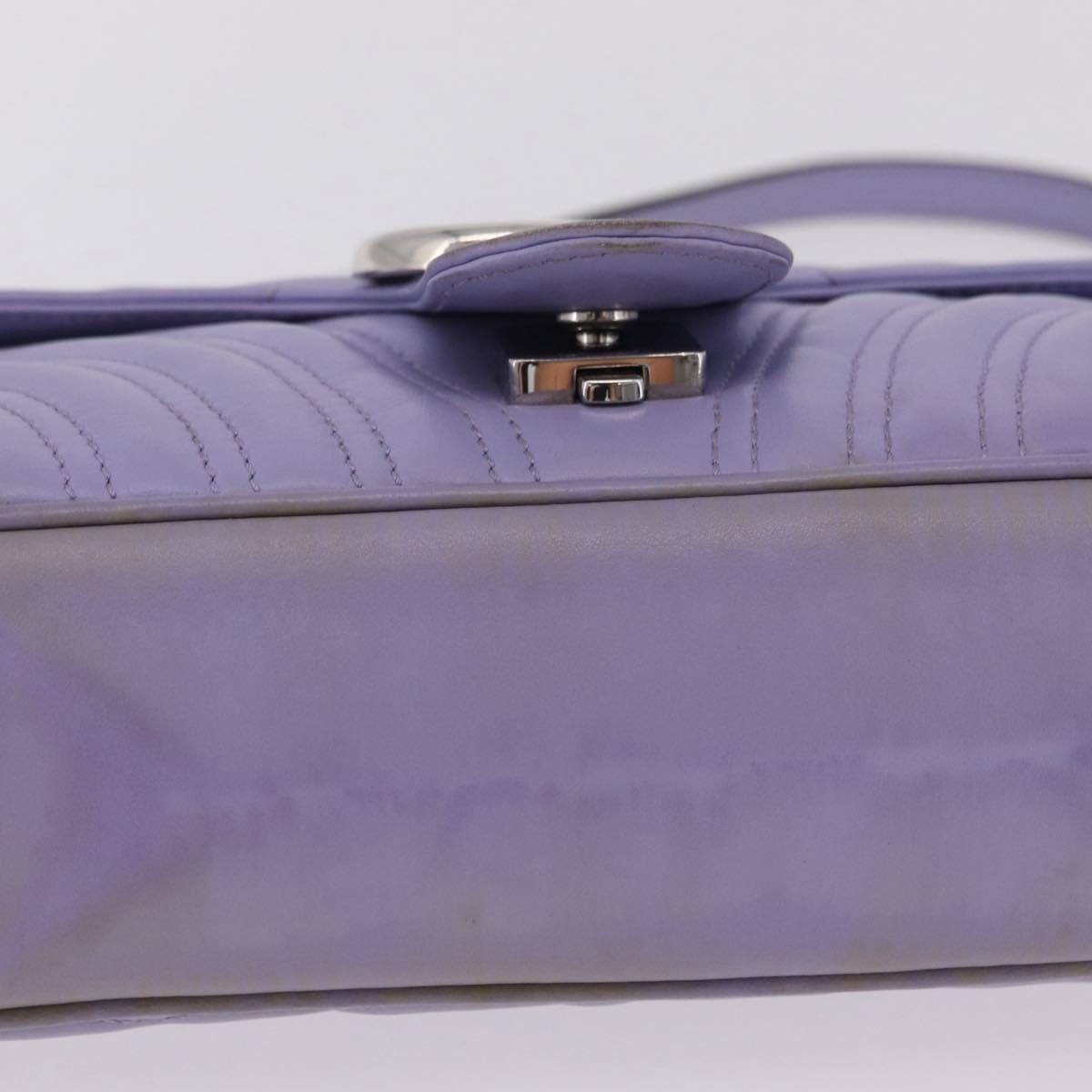 GUCCI GG Marmont Chain Shoulder Bag Leather Purple Silver 443497 Auth ki6880
