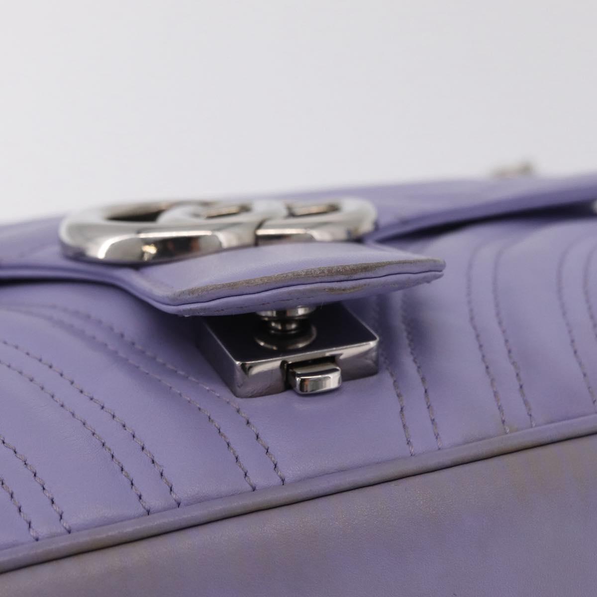GUCCI GG Marmont Chain Shoulder Bag Leather Purple Silver 443497 Auth ki6880