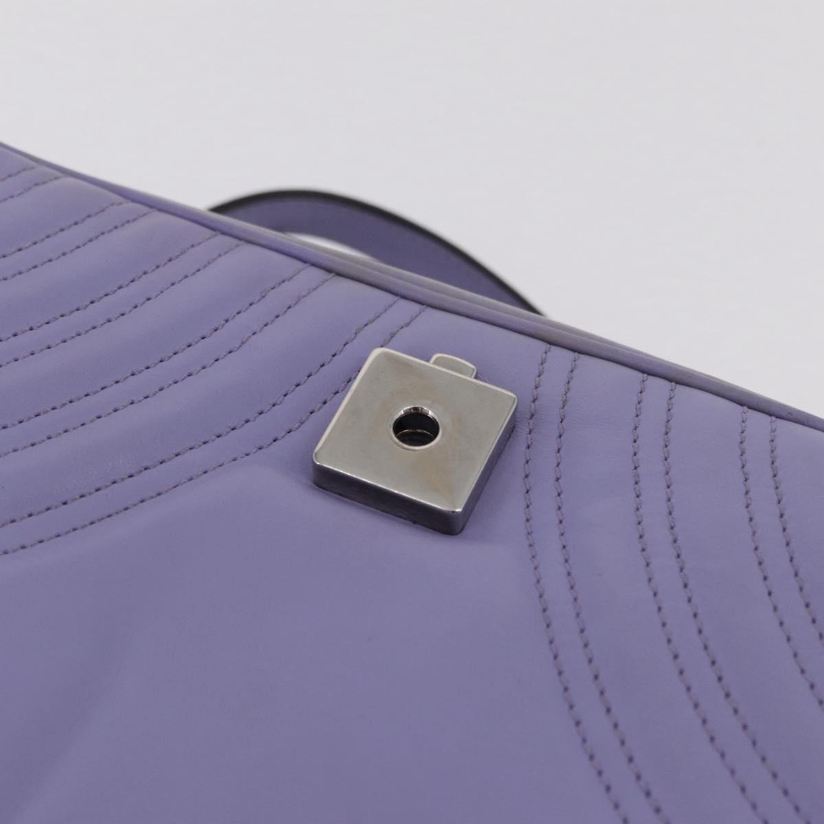 GUCCI GG Marmont Chain Shoulder Bag Leather Purple Silver 443497 Auth ki6880