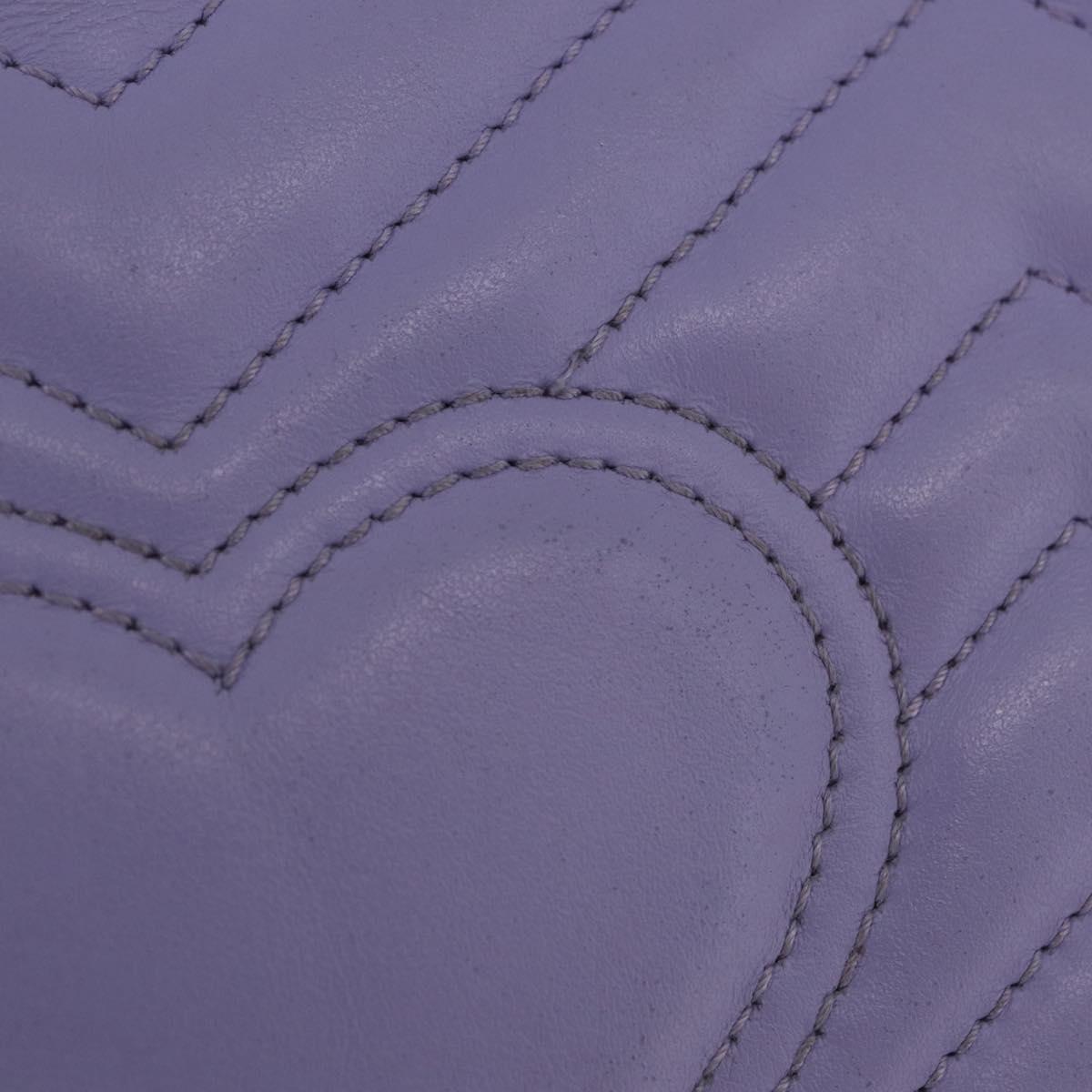 GUCCI GG Marmont Chain Shoulder Bag Leather Purple Silver 443497 Auth ki6880