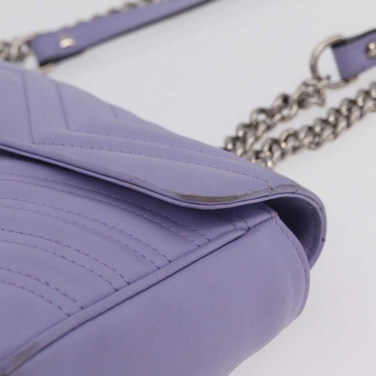 GUCCI GG Marmont Chain Shoulder Bag Leather Purple Silver 443497 Auth ki6880