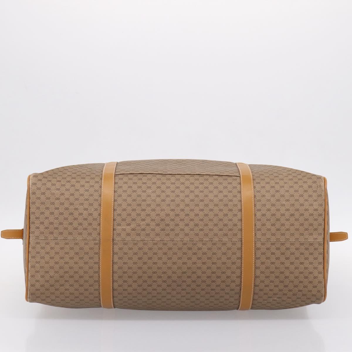 GUCCI Micro GG Web Sherry Line Boston Bag PVC Brown Gold Tone Auth ki6881A