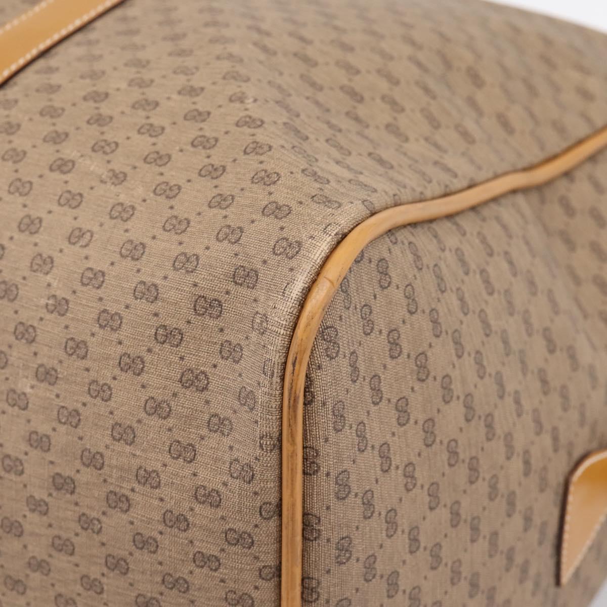 GUCCI Micro GG Web Sherry Line Boston Bag PVC Brown Gold Tone Auth ki6881A