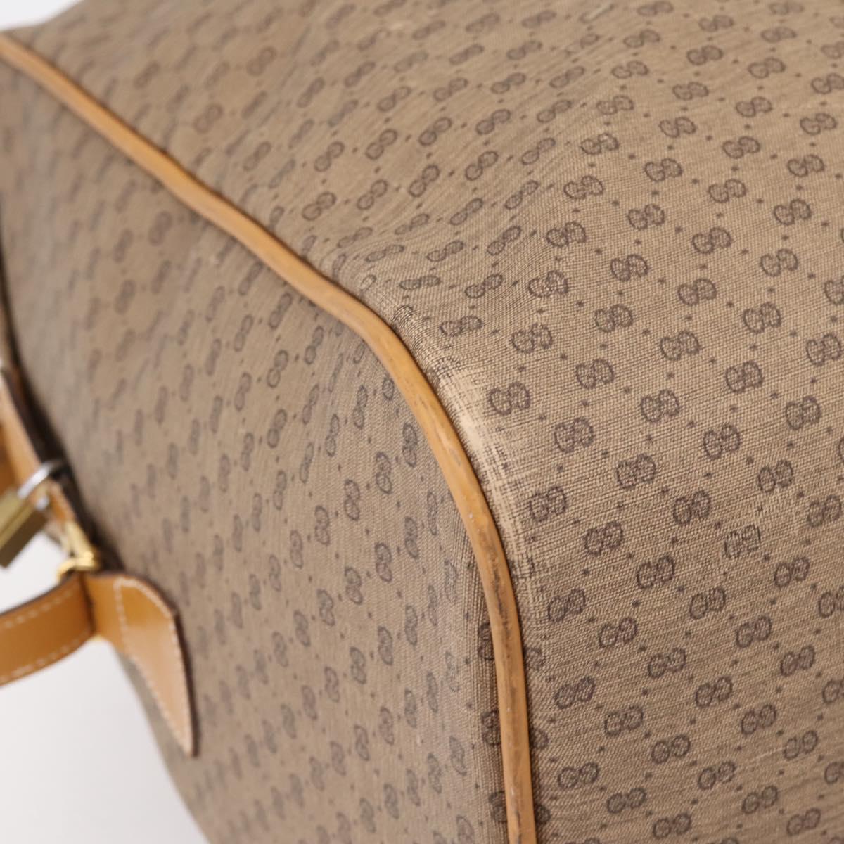 GUCCI Micro GG Web Sherry Line Boston Bag PVC Brown Gold Tone Auth ki6881A