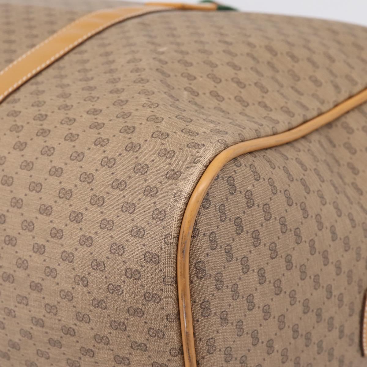 GUCCI Micro GG Web Sherry Line Boston Bag PVC Brown Gold Tone Auth ki6881A