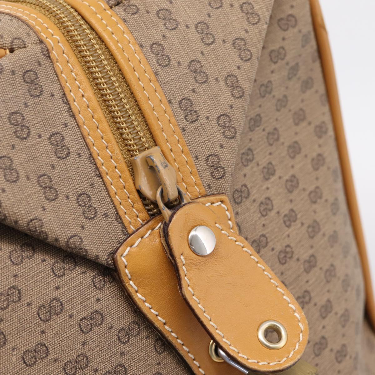 GUCCI Micro GG Web Sherry Line Boston Bag PVC Brown Gold Tone Auth ki6881A