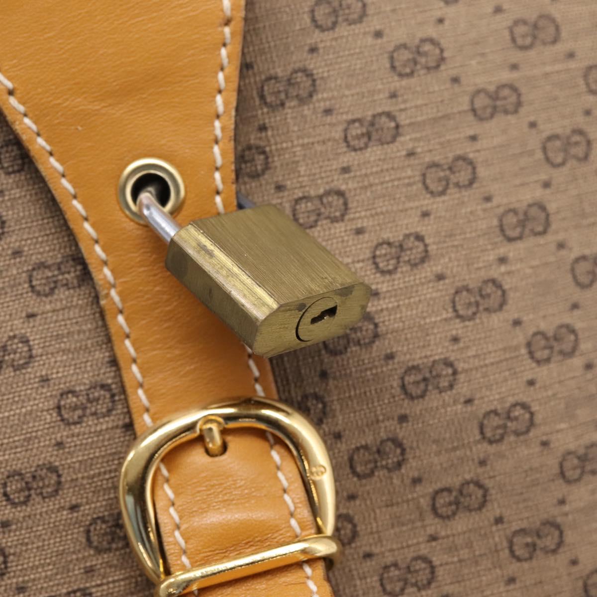 GUCCI Micro GG Web Sherry Line Boston Bag PVC Brown Gold Tone Auth ki6881A