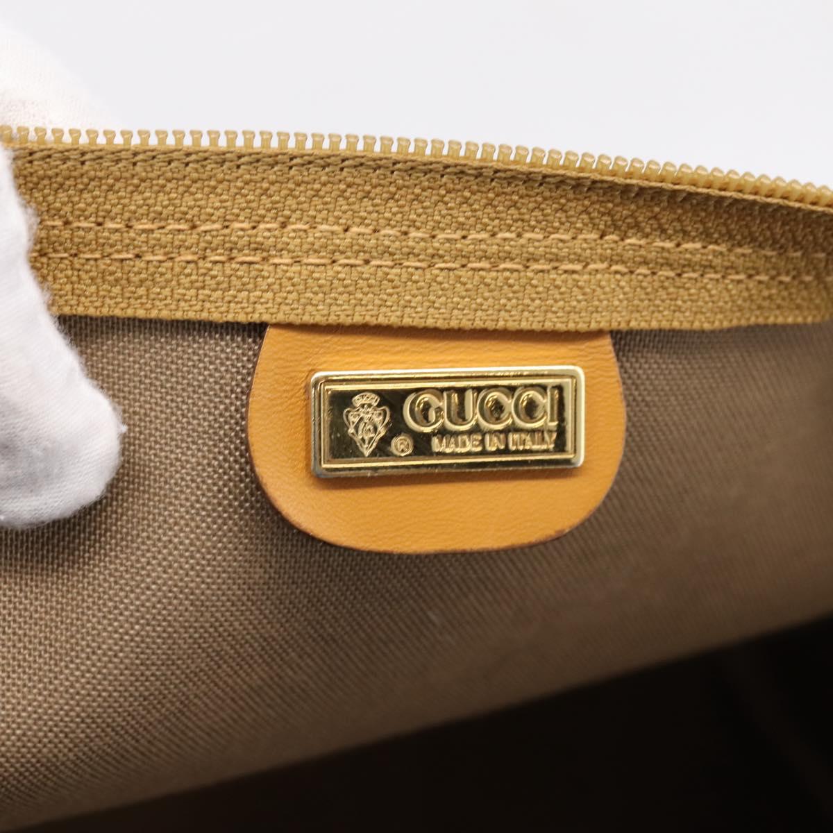 GUCCI Micro GG Web Sherry Line Boston Bag PVC Brown Gold Tone Auth ki6881A
