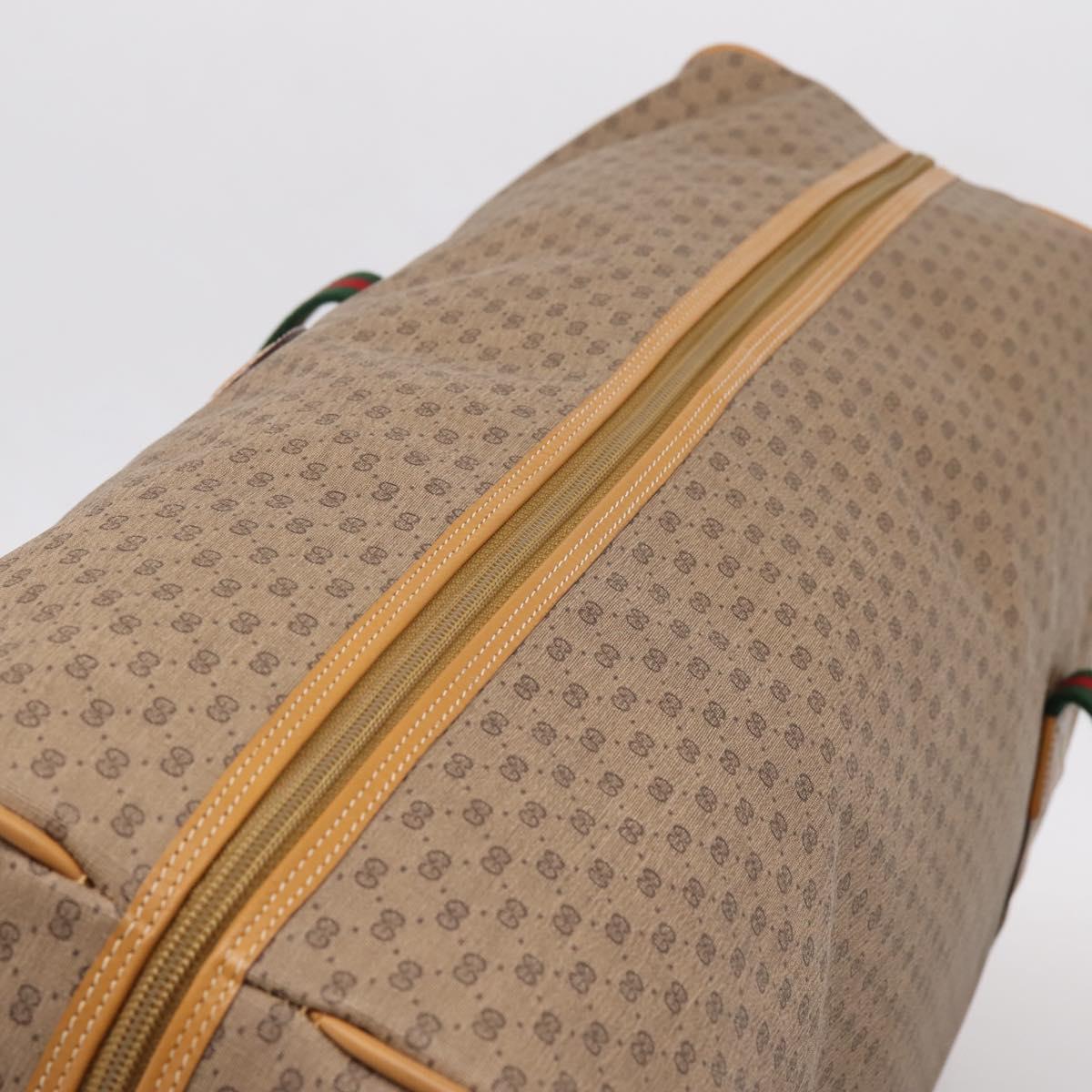 GUCCI Micro GG Web Sherry Line Boston Bag PVC Brown Gold Tone Auth ki6881A