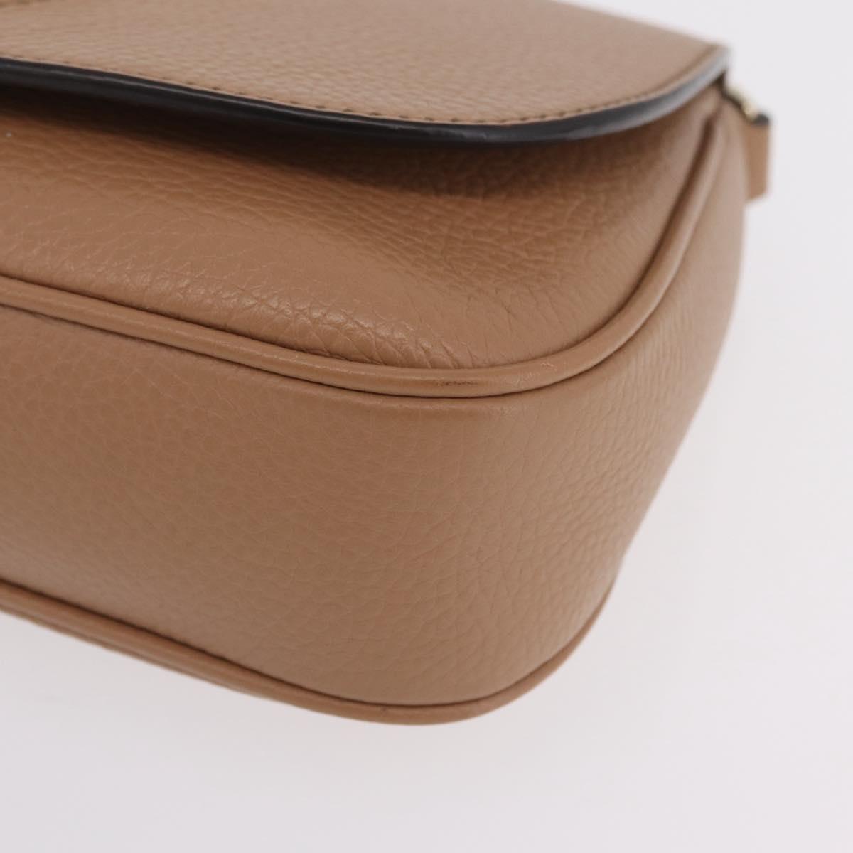 GUCCI Soho Interlocking Chain Shoulder Bag Leather Beige 536224 Auth ki6884V