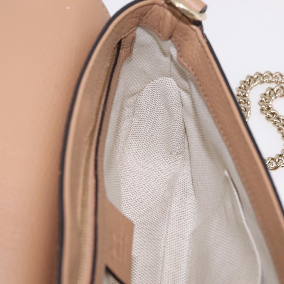 GUCCI Soho Interlocking Chain Shoulder Bag Leather Beige 536224 Auth ki6884V