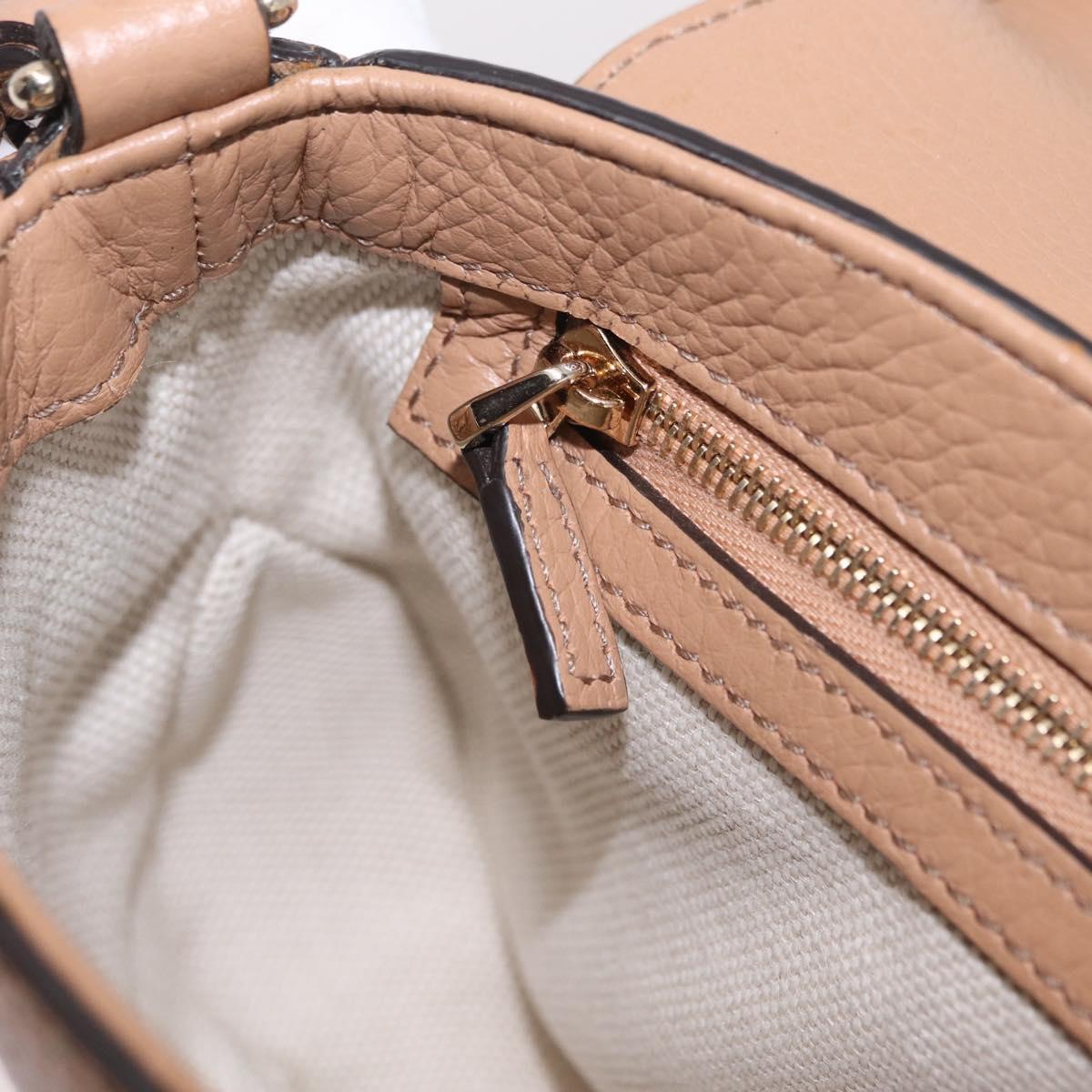 GUCCI Soho Interlocking Chain Shoulder Bag Leather Beige 536224 Auth ki6884V