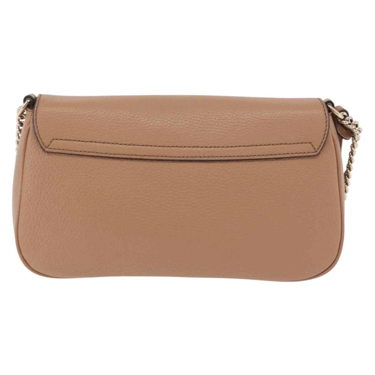 GUCCI Soho Interlocking Chain Shoulder Bag Leather Beige 536224 Auth ki6884V