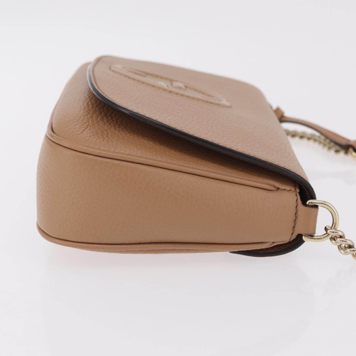GUCCI Soho Interlocking Chain Shoulder Bag Leather Beige 536224 Auth ki6884V