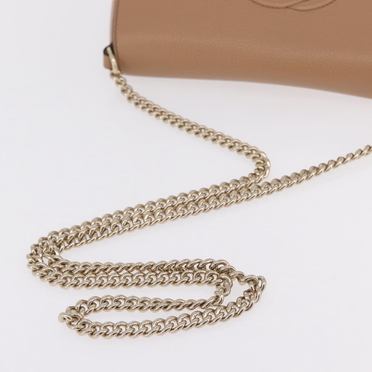 GUCCI Soho Interlocking Chain Shoulder Bag Leather Beige 536224 Auth ki6884V