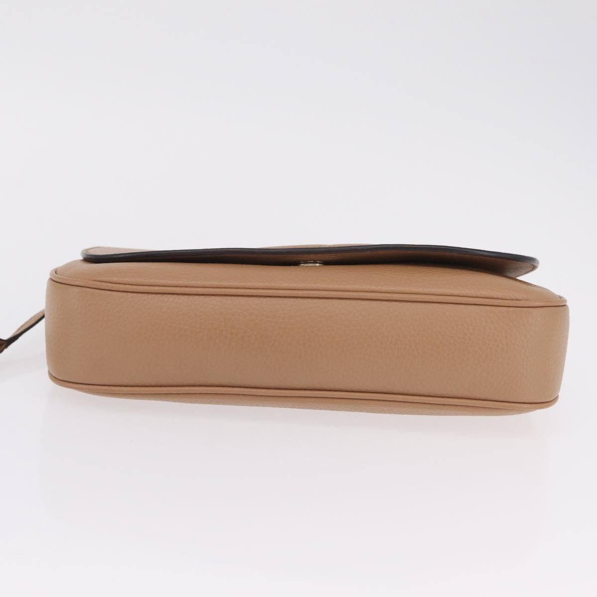 GUCCI Soho Interlocking Chain Shoulder Bag Leather Beige 536224 Auth ki6884V