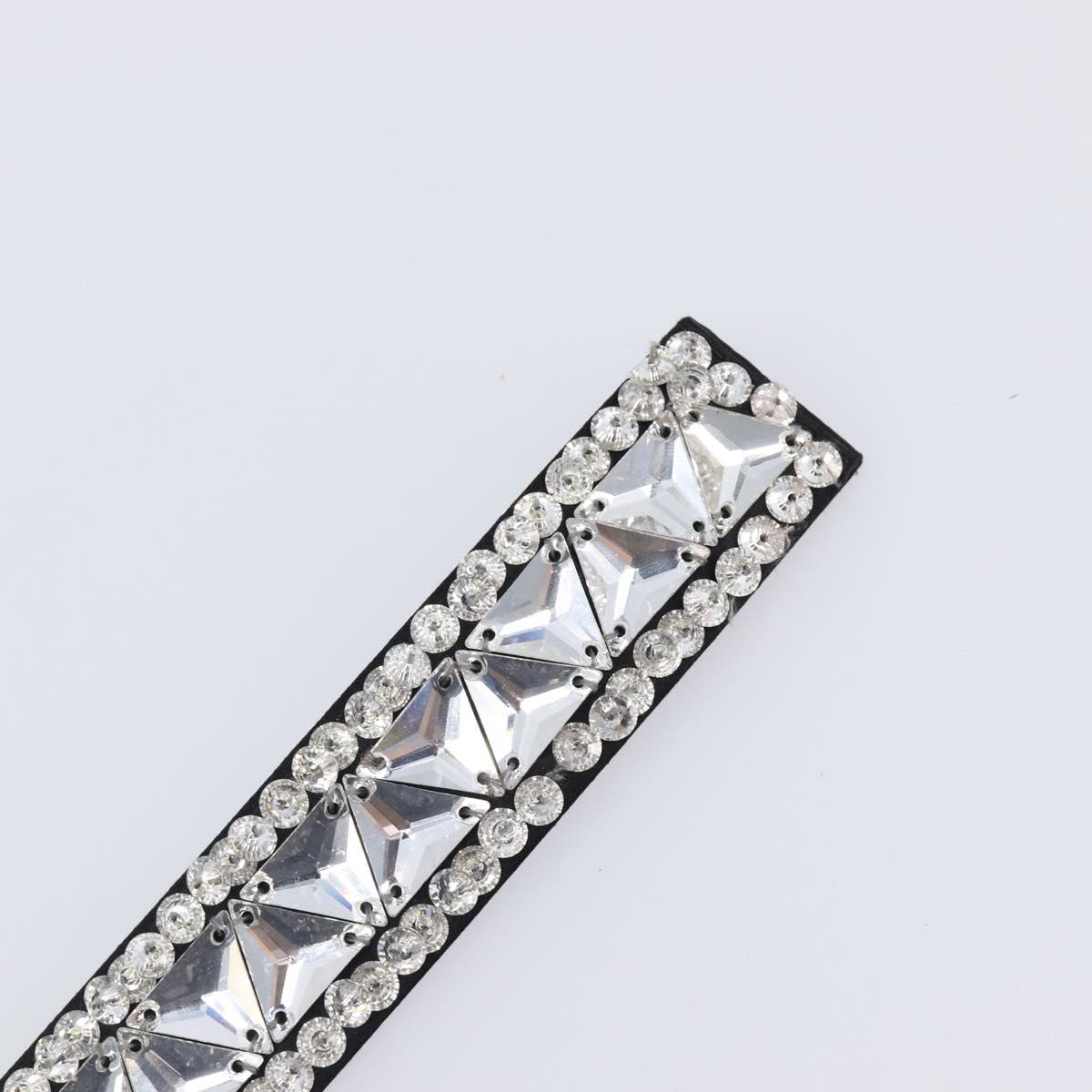 PRADA Bijoux Belt Satin 75/30 Black Silver Auth ki6885V