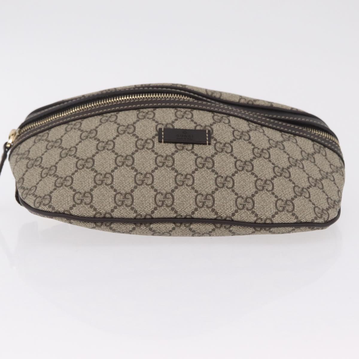GUCCI GG Supreme Waist Bag PVC Leather Beige Gold Tone 233269 Auth ki6889V