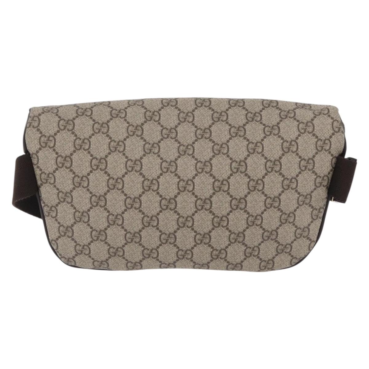 GUCCI GG Supreme Waist Bag PVC Leather Beige Gold Tone 233269 Auth ki6889V
