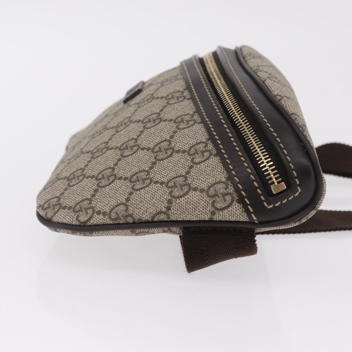 GUCCI GG Supreme Waist Bag PVC Leather Beige Gold Tone 233269 Auth ki6889V