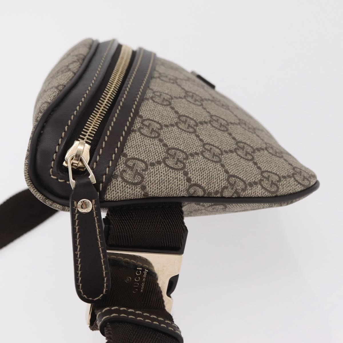 GUCCI GG Supreme Waist Bag PVC Leather Beige Gold Tone 233269 Auth ki6889V