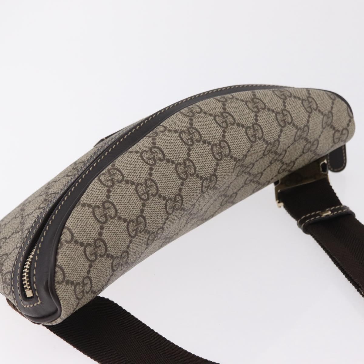 GUCCI GG Supreme Waist Bag PVC Leather Beige Gold Tone 233269 Auth ki6889V