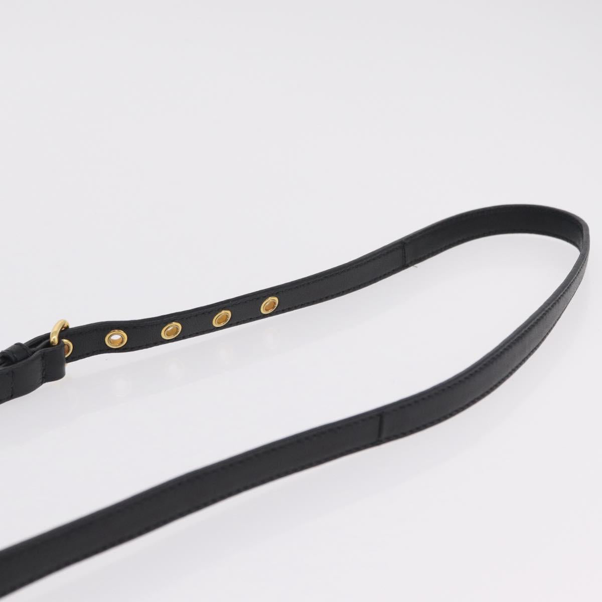 Miu Miu Matelasse Hand Bag Leather 2way Black Gold Tone Auth ki6891M