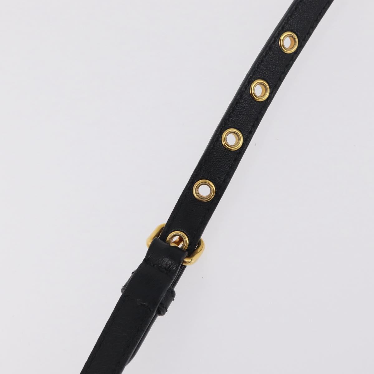 Miu Miu Matelasse Hand Bag Leather 2way Black Gold Tone Auth ki6891M