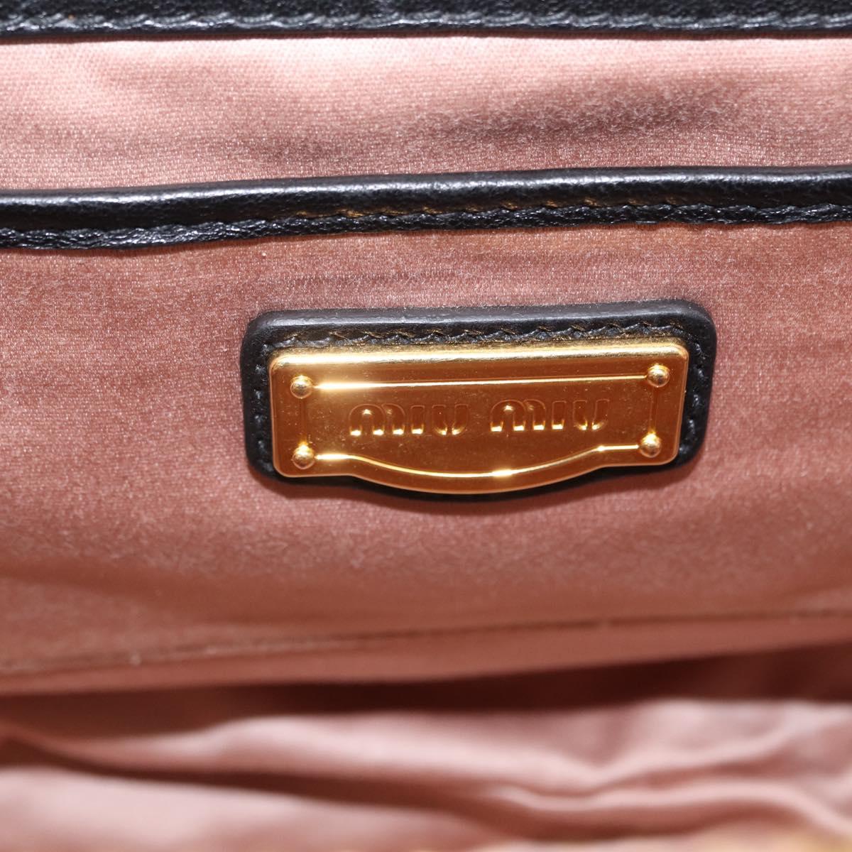 Miu Miu Matelasse Hand Bag Leather 2way Black Gold Tone Auth ki6891M