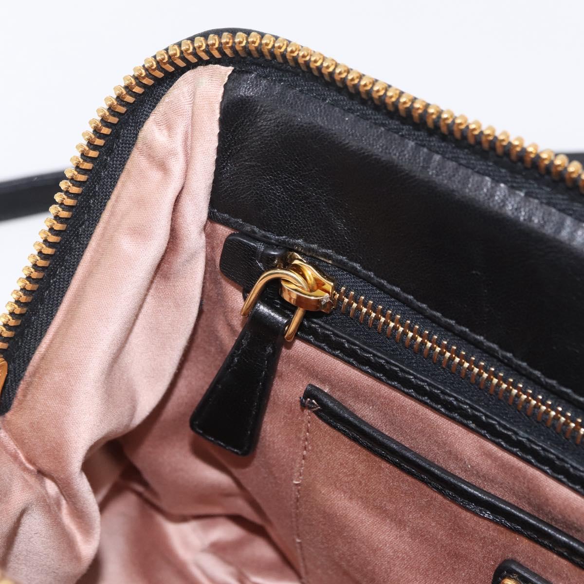 Miu Miu Matelasse Hand Bag Leather 2way Black Gold Tone Auth ki6891M