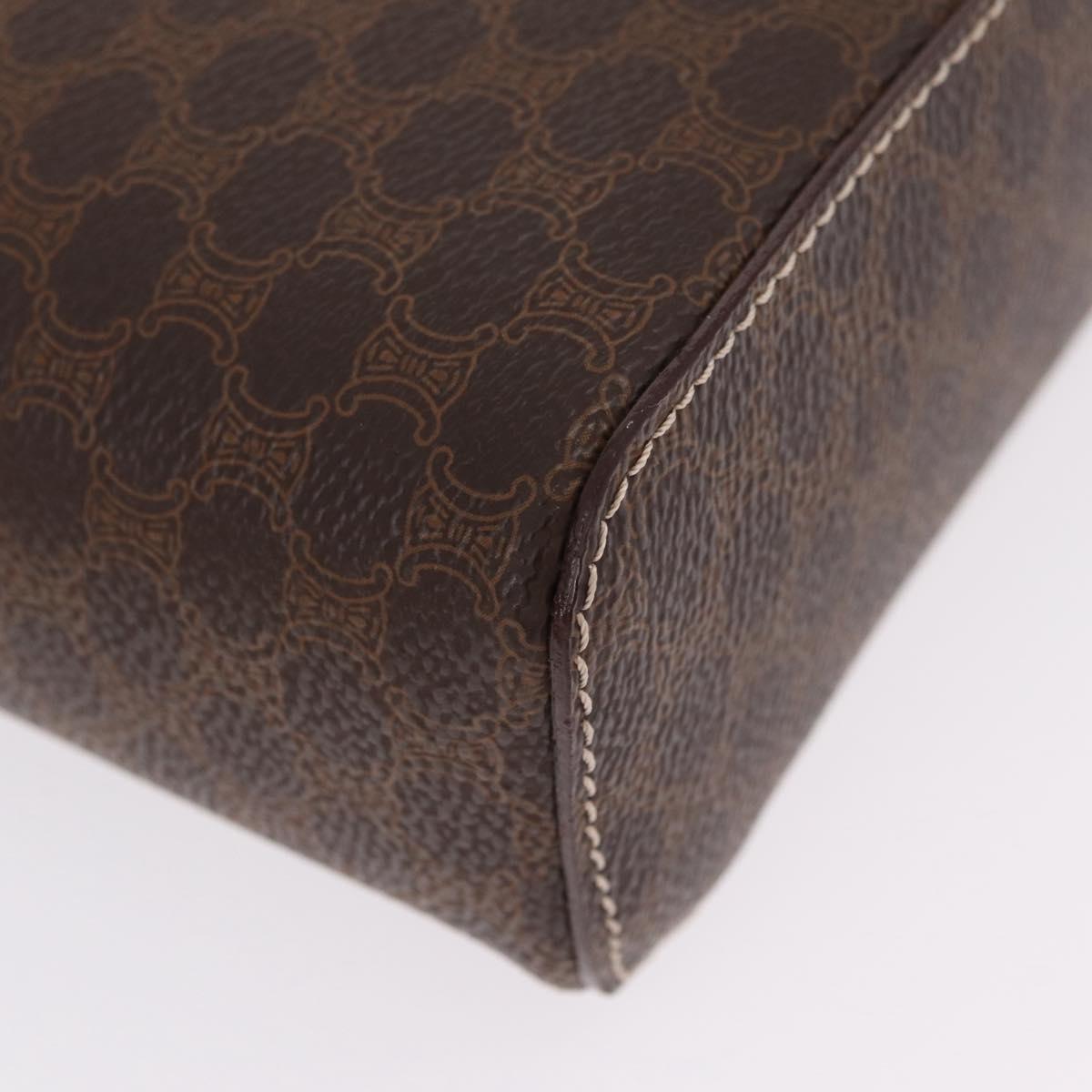 CELINE Macadam Vanity Cosmetic Pouch PVC Brown Gold Tone Auth ki6895M
