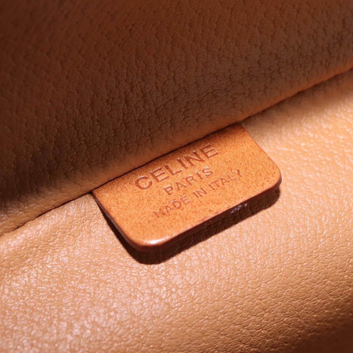 CELINE Macadam Vanity Cosmetic Pouch PVC Brown Gold Tone Auth ki6896M
