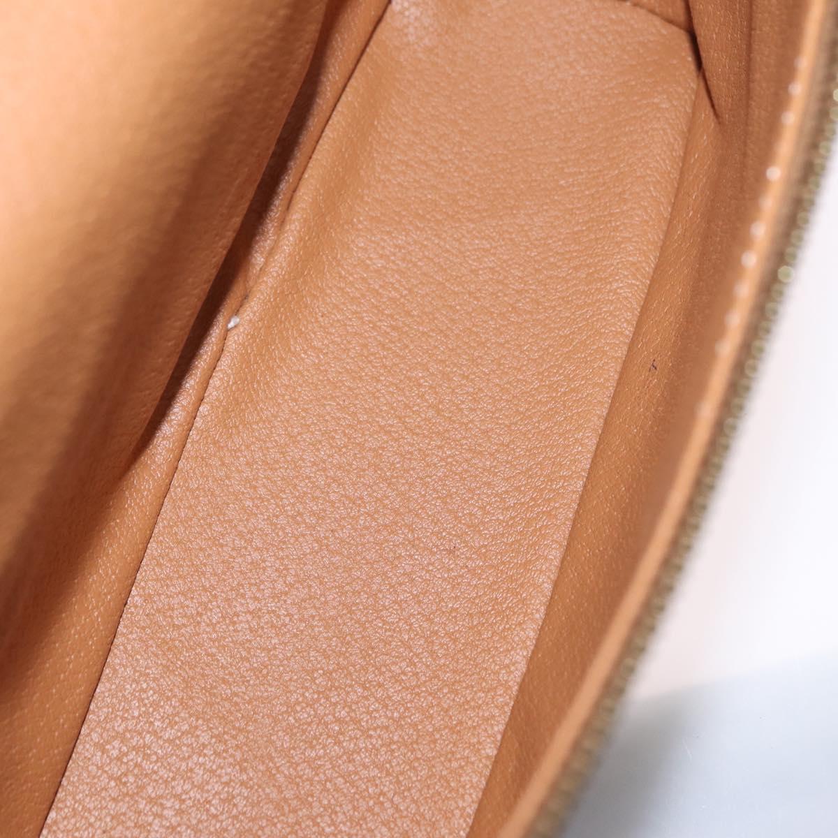 CELINE Macadam Vanity Cosmetic Pouch PVC Brown Gold Tone Auth ki6896M
