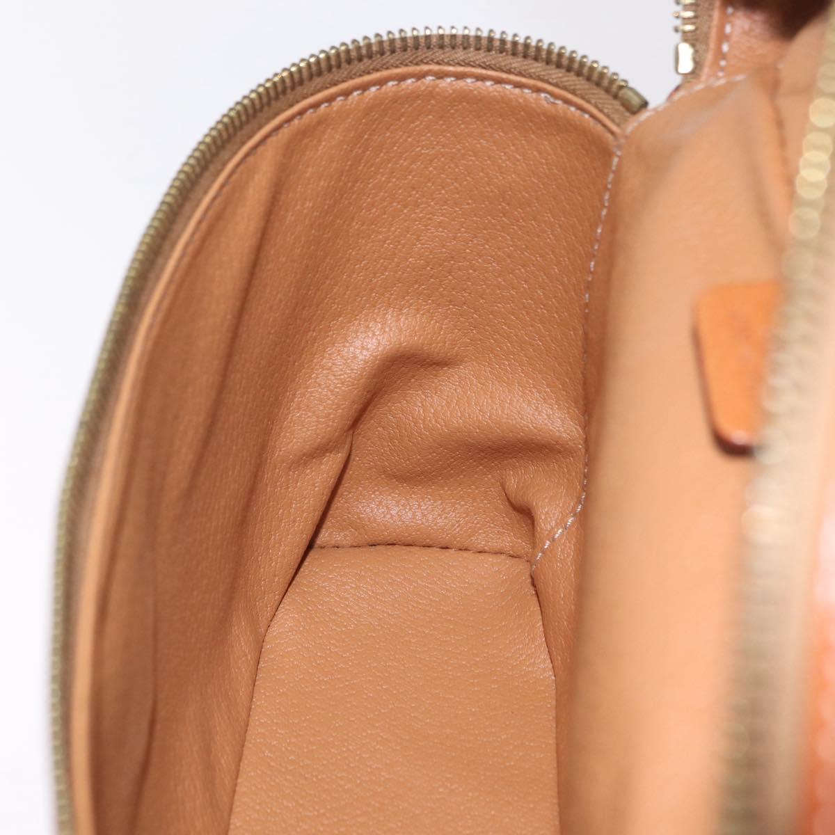 CELINE Macadam Vanity Cosmetic Pouch PVC Brown Gold Tone Auth ki6896M