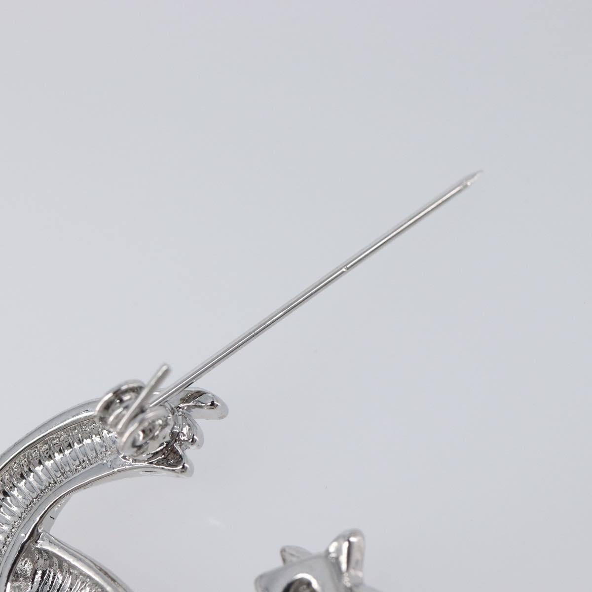 CHANEL Brooch Metal Silver CC Auth ki6897M