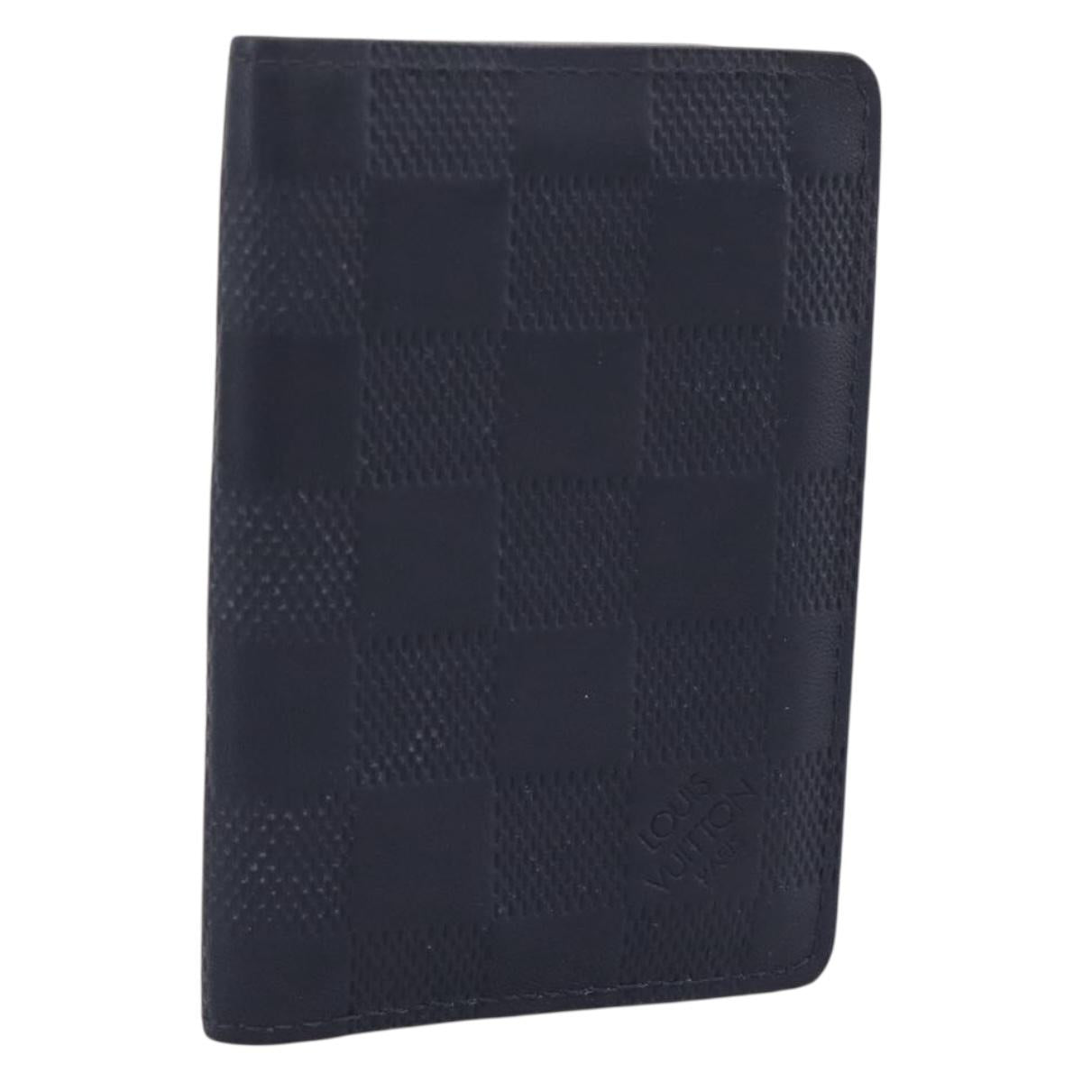 LOUIS VUITTON Damier Infini Organizer Dupoch Card Case Navy N60330 Auth ki6905M