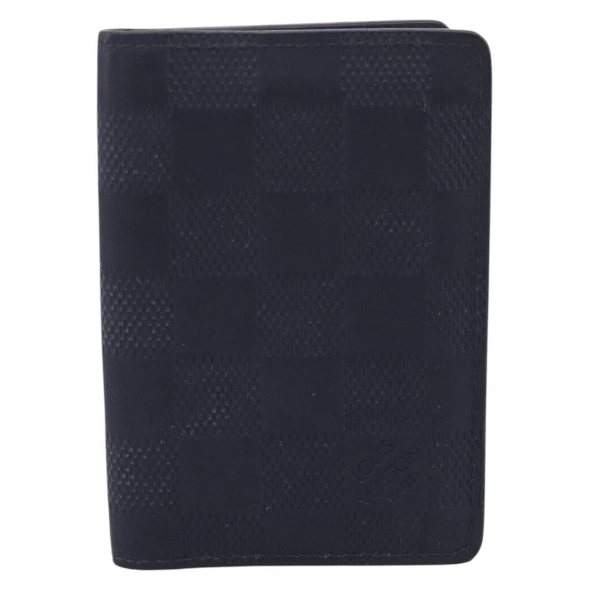 LOUIS VUITTON Damier Infini Organizer Dupoch Card Case Navy N60330 Auth ki6905M
