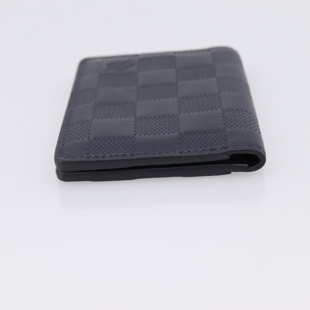 LOUIS VUITTON Damier Infini Organizer Dupoch Card Case Navy N60330 Auth ki6905M