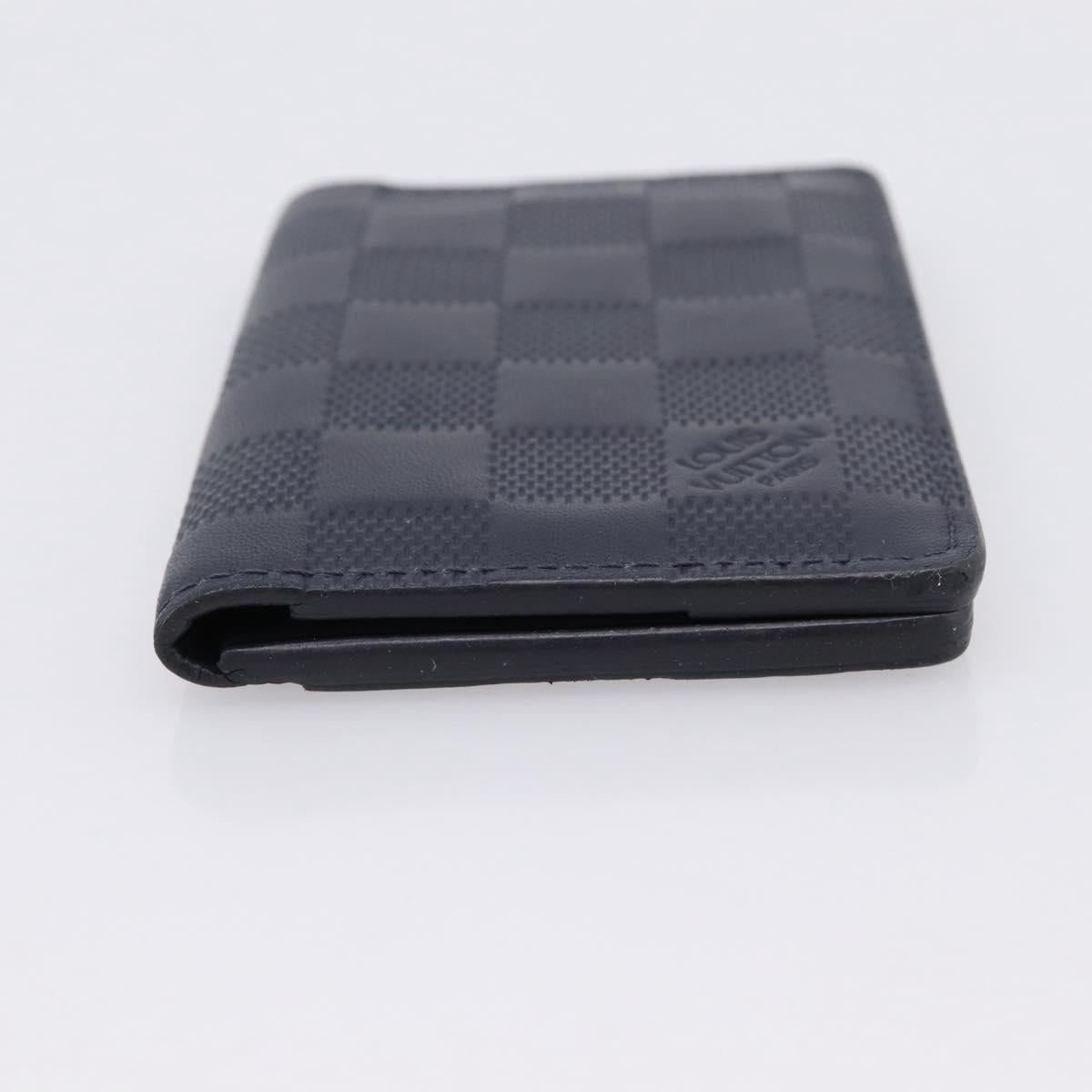 LOUIS VUITTON Damier Infini Organizer Dupoch Card Case Navy N60330 Auth ki6905M