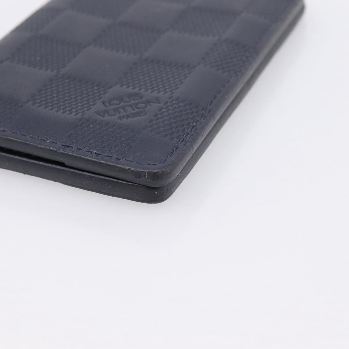 LOUIS VUITTON Damier Infini Organizer Dupoch Card Case Navy N60330 Auth ki6905M
