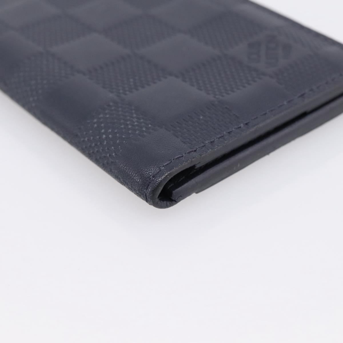 LOUIS VUITTON Damier Infini Organizer Dupoch Card Case Navy N60330 Auth ki6905M