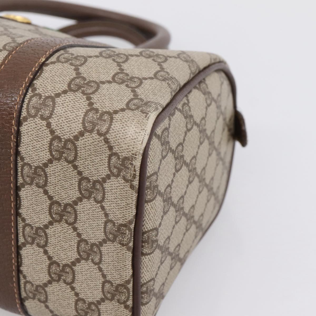 GUCCI GG Supreme Web Sherry Line Boston Bag PVC Beige Gold 40 02 006 Auth ki6908