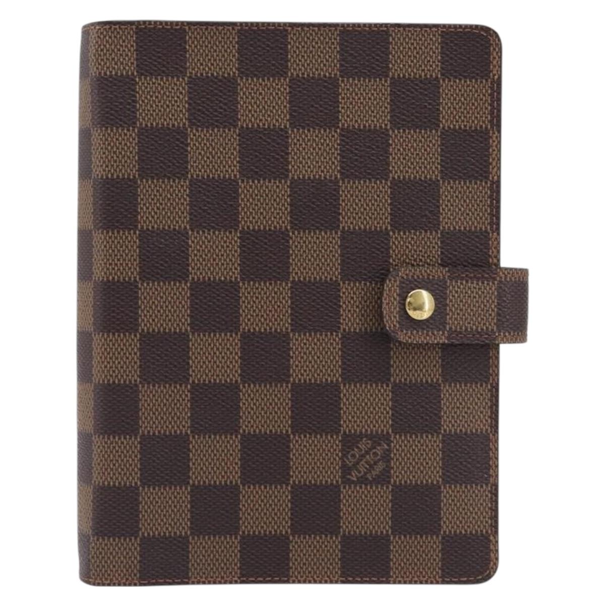 LOUIS VUITTON Damier Ebene Agenda MM Day Planner Cover R20240 LV Auth ki6911V