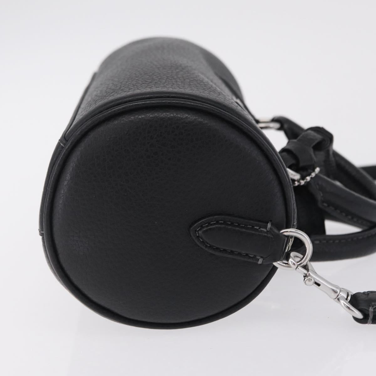 Coach Lacy Boston Bag Leather 2way Black Silver Auth ki6917A